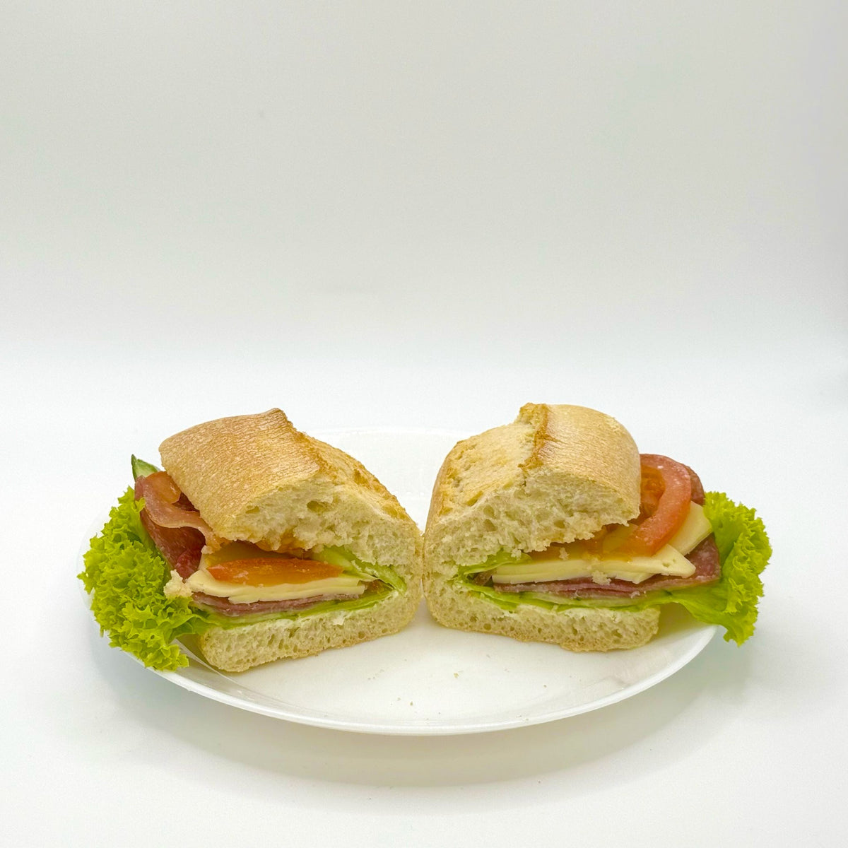 Salami ciabatta sandwich