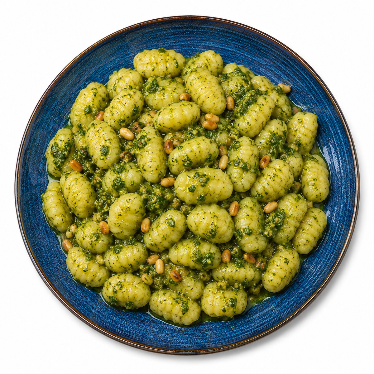 Gnocci mit grünem Pesto und Pinienkerne