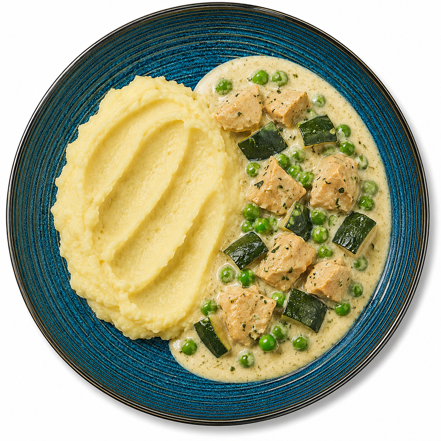 Yellow curry with jasmine rice and various vegetables
