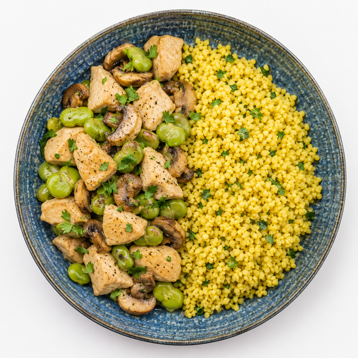 Yellow curry with jasmine rice and various vegetables