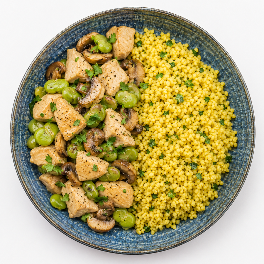 Yellow curry with jasmine rice and various vegetables